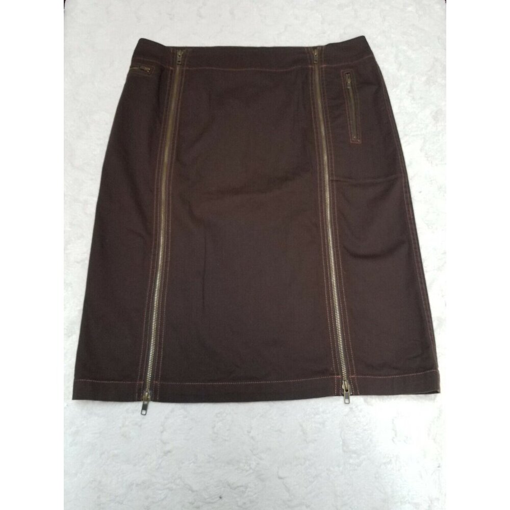 Audrey Talbott Carmel Womens Straight Skirt Size 10 Brown Front Panel Zipper